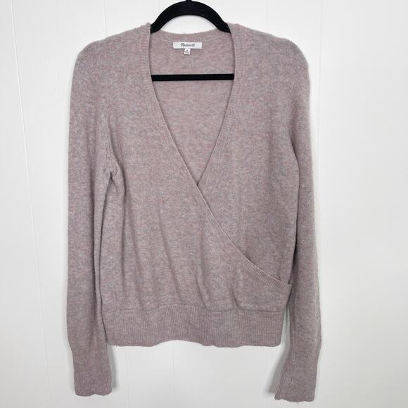 Madewell Wrap Front Pullover Sweater in Coziest Yarn Heather Purple Medium M - Picture 1 of 11
